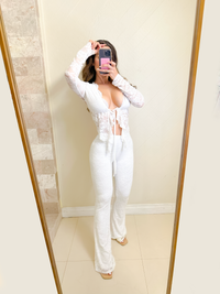 Western white lace pant set