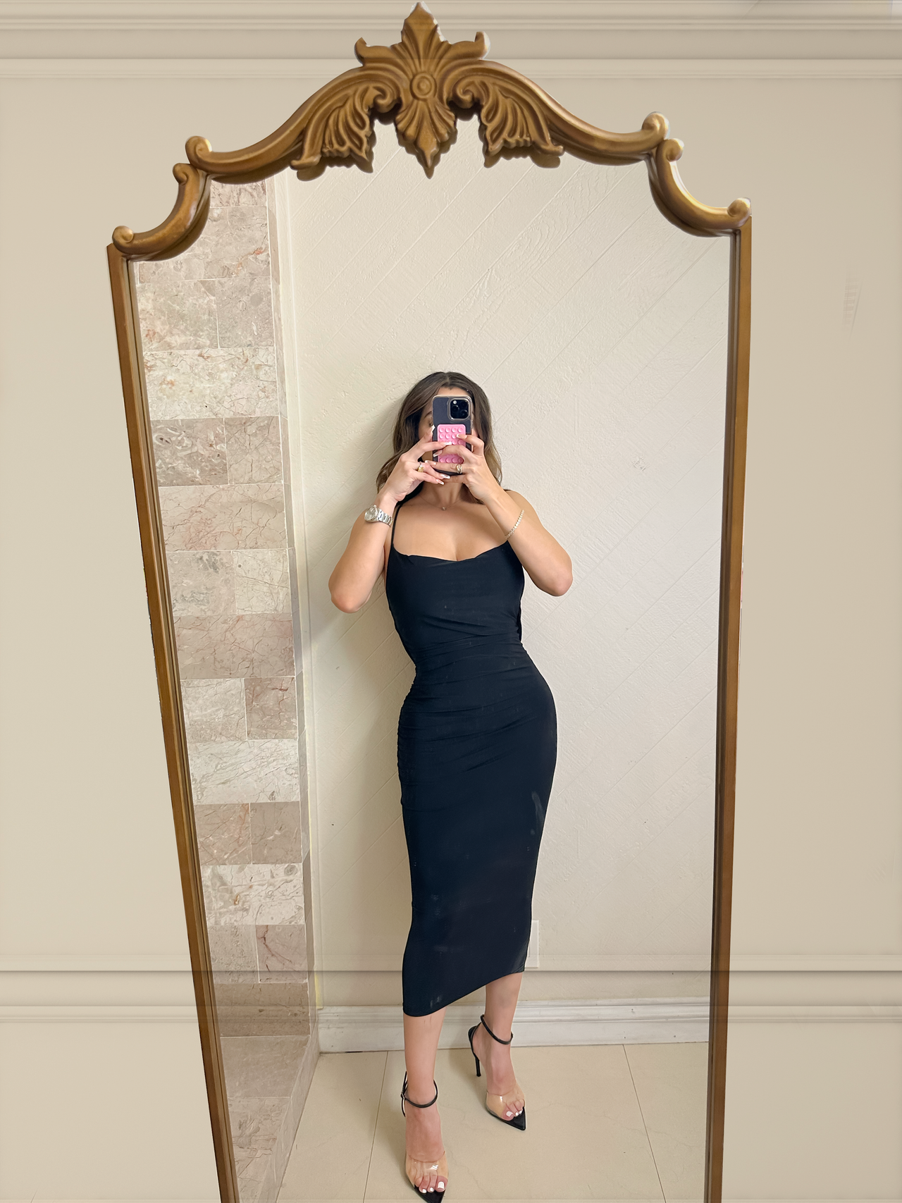 Sexy midi black dress